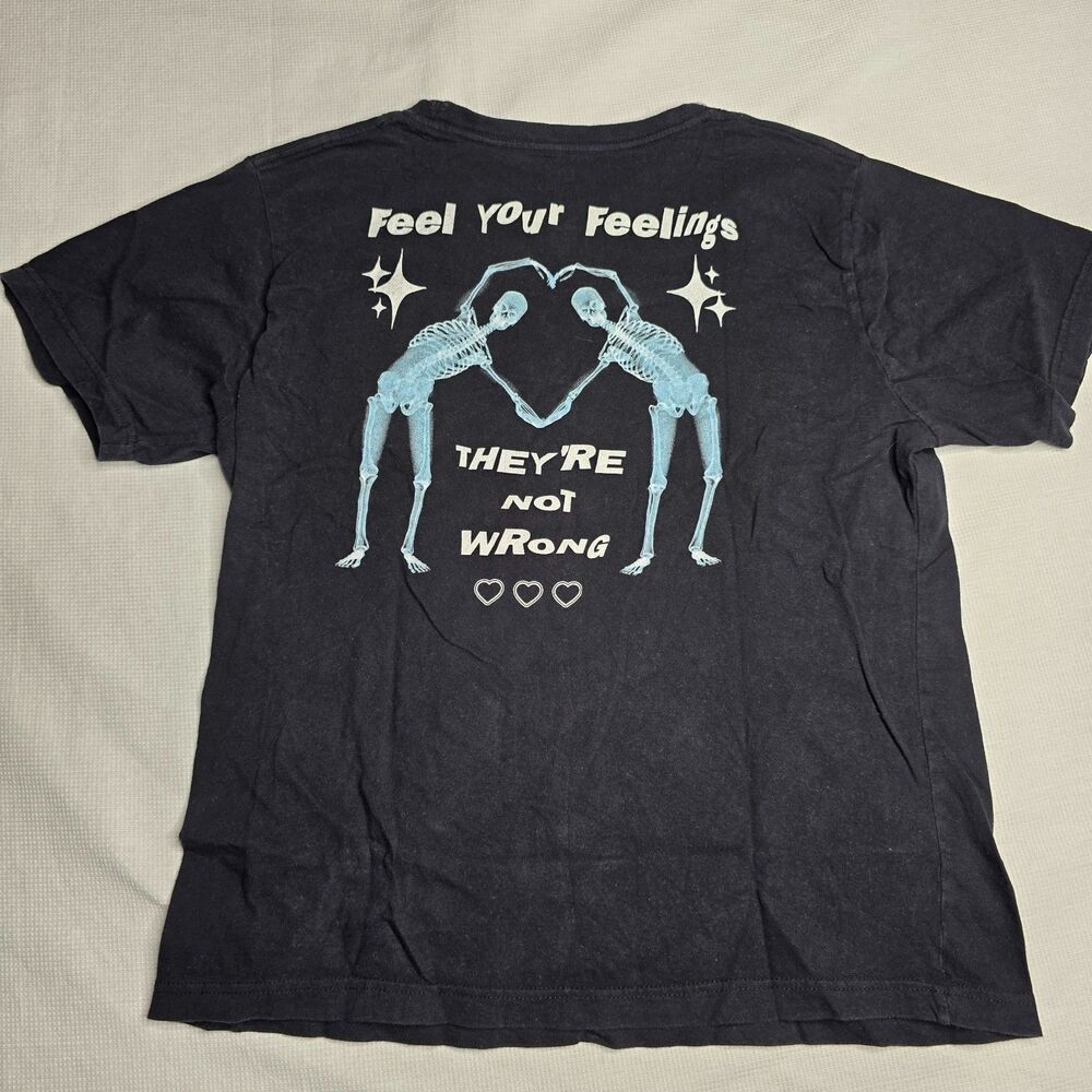 Lonely Hearts Club Feel Your Feelings Mens Large Black Graphic T Shirt Tee